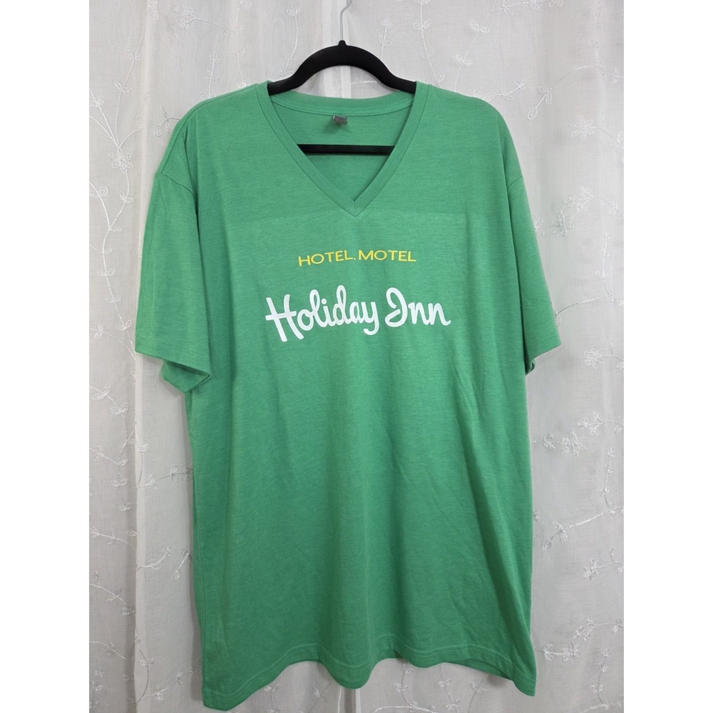 Holiday Inn Hotel Motel Green V Neck   2XL   Soft Fun